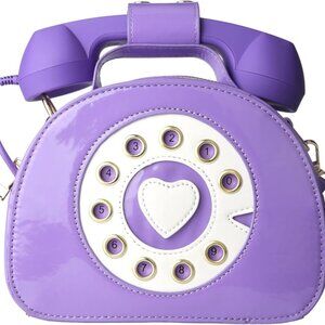 Retro dial telephone Crossbody Shoulder Bag,Pu Movable microphone Purse for Wome